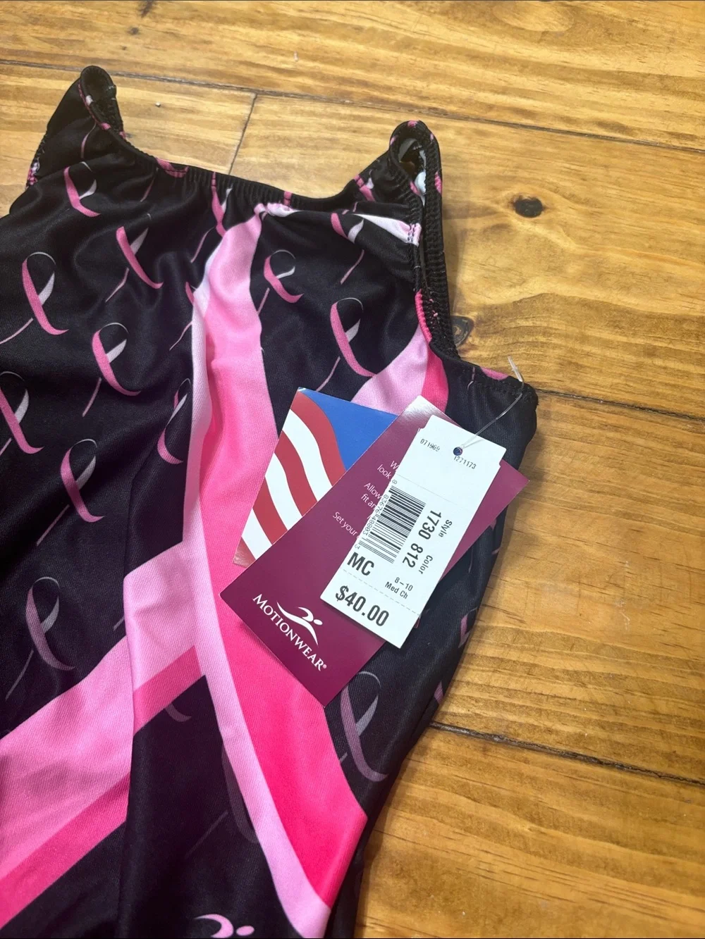 NWT Motionwear Child’s Medium Breast Cancer Awareness Gymnastics Leotard - Picture 2 of 3